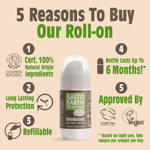 Salt of the Earth Vegan Αποσμητικό Roll-On- Oud & Bergamot