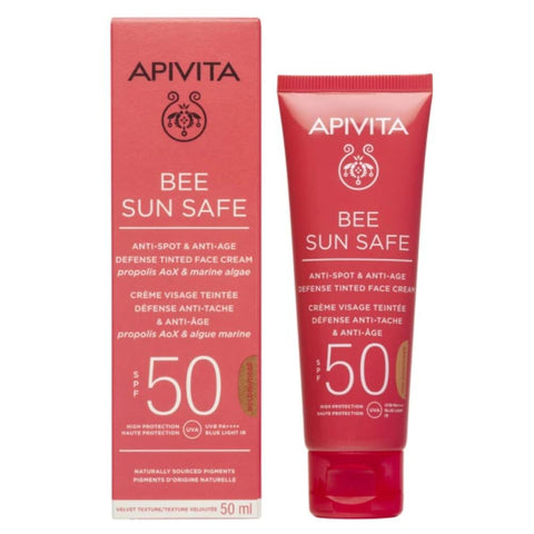 Apivita Anti-Spot & Anti-Age Defence Tinted Face Cream SPF50-Golden
