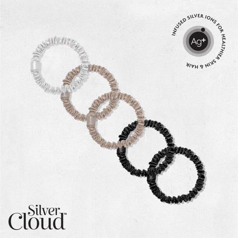 Silver Cloud Satin Skinny Scrunchie Combo Pack