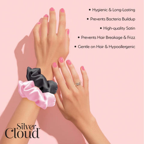 Silver Cloud Large Scrunchie 2Pack - Black & Pink