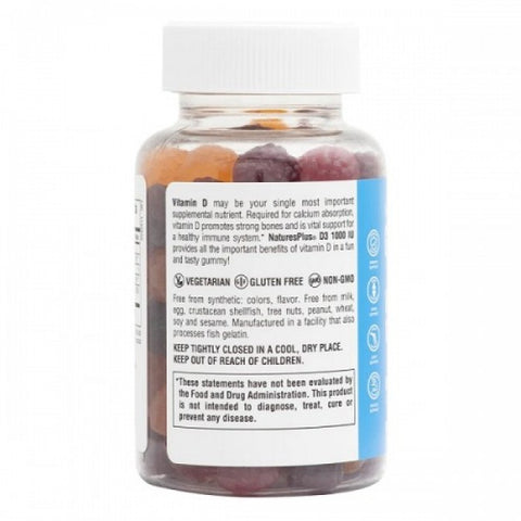 NaturesPlus Gummies Vitamin D3 1000iu, 60 ζελεδακια