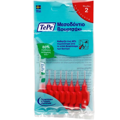 TePe Interdental Brush No2 Μεσοδόντια Βουρτσάκια Κόκκινο