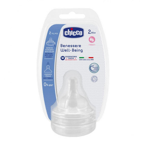 Chicco Well-Being Medium Flow Silicone Nipple 2M+