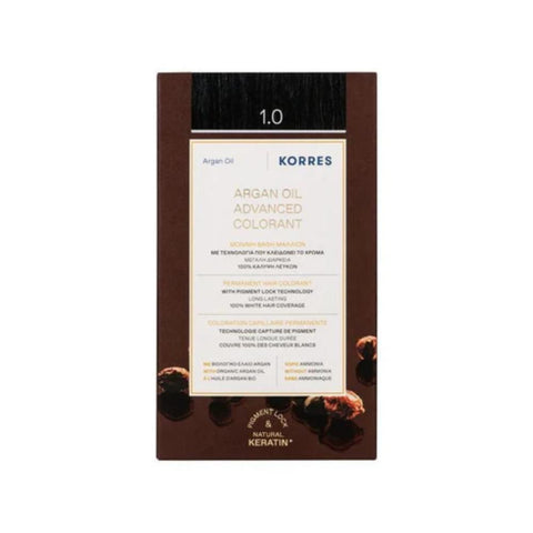 Korres Argan Oil Μόνιμη Βαφή Μαλλιών 1.0 Μαύρο/Black