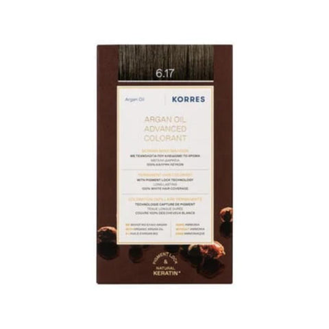 Korres Argan Oil Μόνιμη Βαφή Μαλλιών 6.17 Ξανθό Σκούρο Μπεζ /Dark Blonde Beige