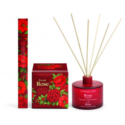 L'Erbolario Αρωματικό χώρου με ξύλινα στικ Rosa Purpurea 200ml