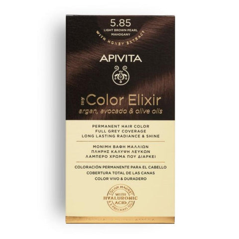 Apivita my Color Elixir Μόνιμη Βαφή Μαλλιών 5.85 Καστανο Ανοιχτο Περλε Μαονι/Pearl Mahogany