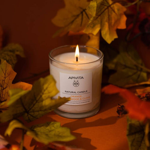 Apivita Natural Candle- Orange Cedarwood & Clove