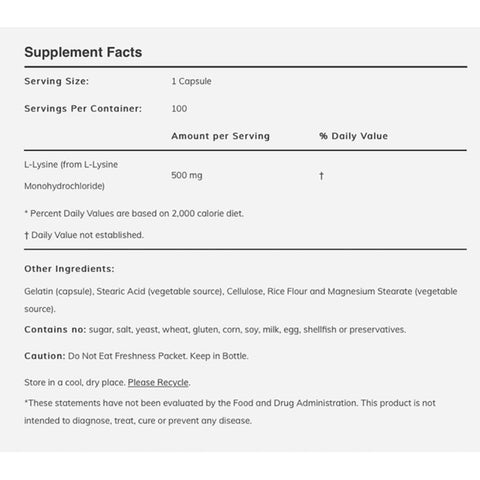 Now L-Lysine 500mg