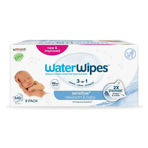 WaterWipes Sensitive+ Πακέτο Προσφοράς 9x60 Μαντηλάκια