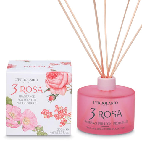 L'Erbolario 3 Rosa Fragrance For Scented Wood Sticks