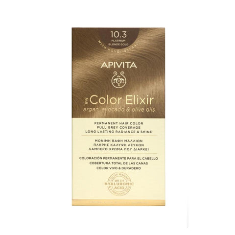 Apivita my Color Elixir Μόνιμη Βαφή Μαλλιών 10.3 Κατάξανθο Μελι /Platinum Blonde Gold