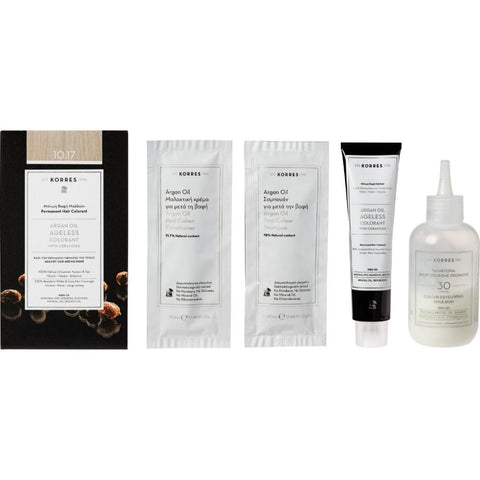 Korres Argan Oil Μόνιμη Βαφή Μαλλιών 10.17 Ξανθο Πλατίνας Μπεζ/Platinum Blonde Beige