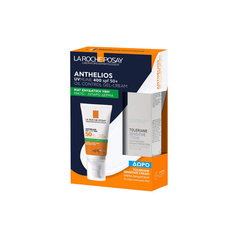 La Roche Posay Anthelios UVMUNE 400 SPF50 Oil Control Gel Cream 50ml & Toleriane Sensitive Cream 15ml