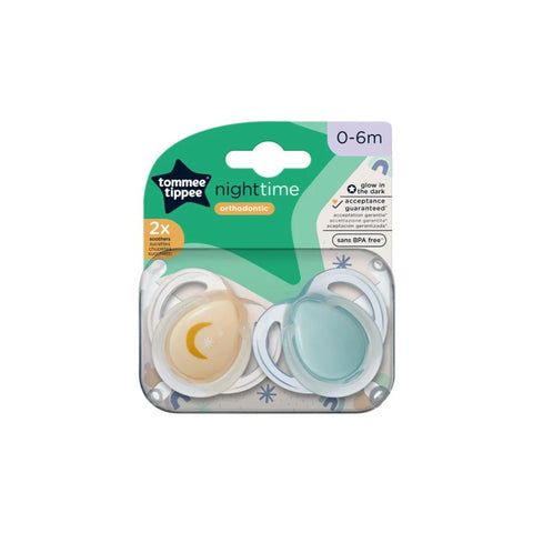 Tommee Tippee Night Time Orthodontic Πιπίλες 0-6m