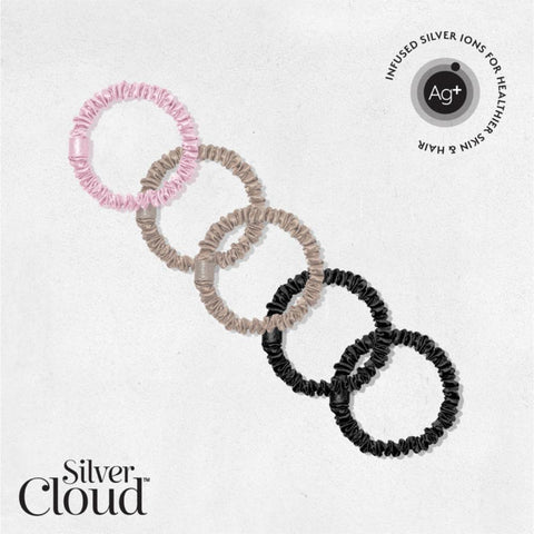 Silver Cloud Satin Skinny Scrunchie Combo Pack