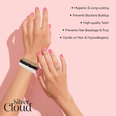 Silver Cloud Satin Skinny Scrunchie Combo Pack