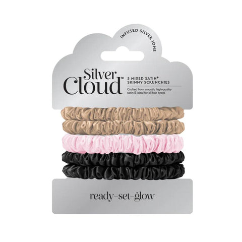 Silver Cloud Satin Skinny Scrunchie Combo Pack