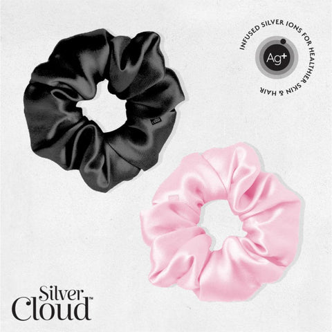 Silver Cloud Large Scrunchie 2Pack - Black & Pink