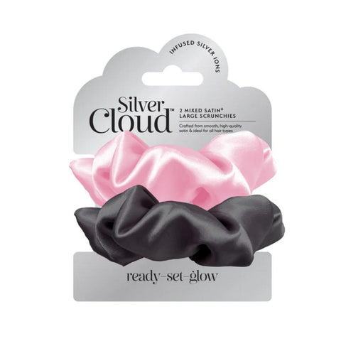 Silver Cloud Large Scrunchie 2Pack - Black & Pink