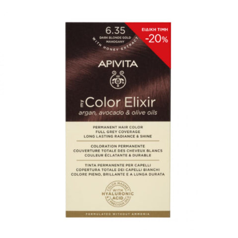 Apivita my Color Elixir Μόνιμη Βαφή Μαλλιών 6.35 Ξανθο Σκούρο Μελι Μαονι/Dark Blonde Gold Mahogany