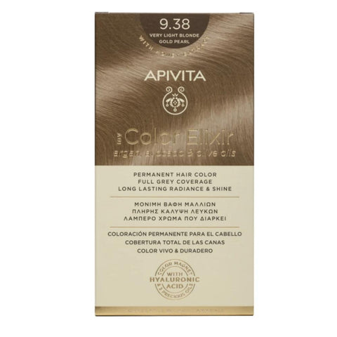 Apivita my Color Elixir Μόνιμη Βαφή Μαλλιών 9.38 Ξανθο Πολυ Ανοιχτο Μελι Περλε/Gold Pearl