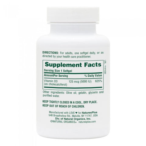 NaturesPlus Vitamin D3 5000IU (125mcg)