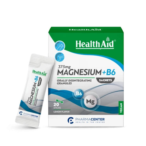 Health Aid Magnesium 375mg + B6 Κοκκια Διασπειρομενα στο Στομα -NEW