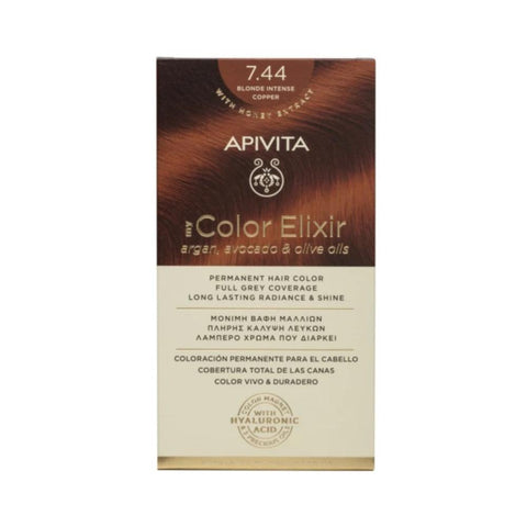 Apivita my Color Elixir Μόνιμη Βαφή Μαλλιών 7.44 Έντονο Χάλκινο/ Intense Copper