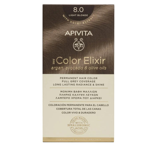 Apivita my Color Elixir Μόνιμη Βαφή Μαλλιών 8.0 Ξανθο Ανοιχτο/ Light Brown