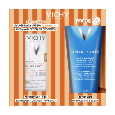 Vichy Capital Soleil UV-Age Daily Light Pigment SPF50+ & After Sun Milk Promo