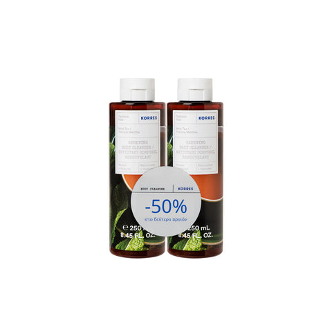 Korres Renewing Body Cleanser Mint Tea - Αφρόλουτρο Σώματος Πράσινο Τσάι, 2x250ml