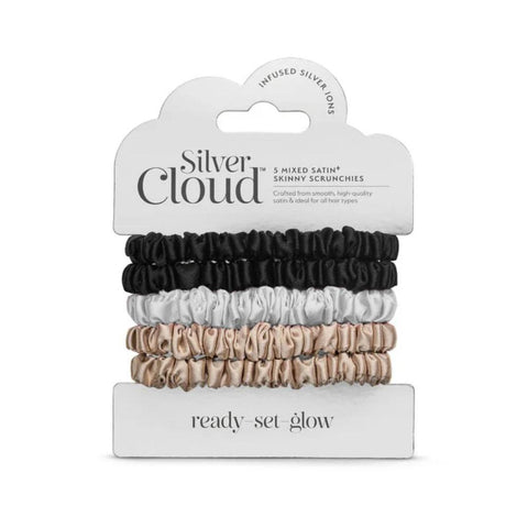 Silver Cloud Satin Skinny Scrunchie Combo Pack