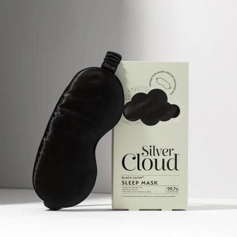 Silver Cloud Black Satin Sleep Mask