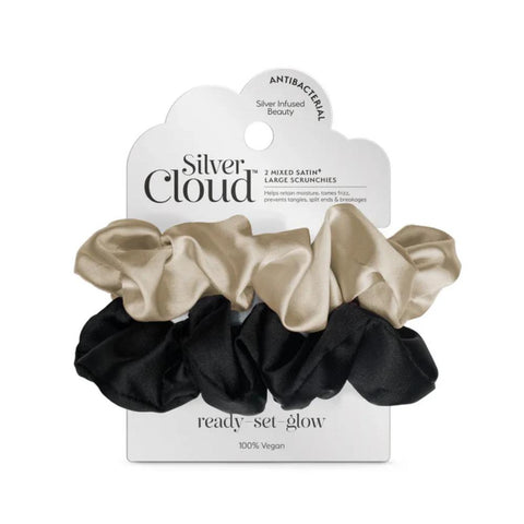 Silver Cloud Large Scrunchie 2Pack - Black & Caramel