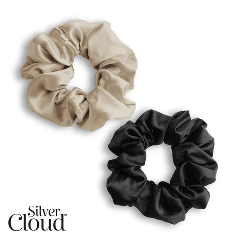 Silver Cloud Large Scrunchie 2Pack - Black & Caramel