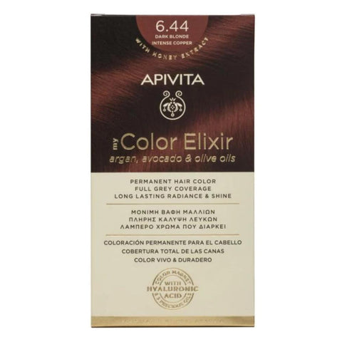 Apivita my Color Elixir Μόνιμη Βαφή Μαλλιών 6.44 Ξανθο Σκούρο Έντονο Κόκκινο/ Dark Blonde Intense Copper