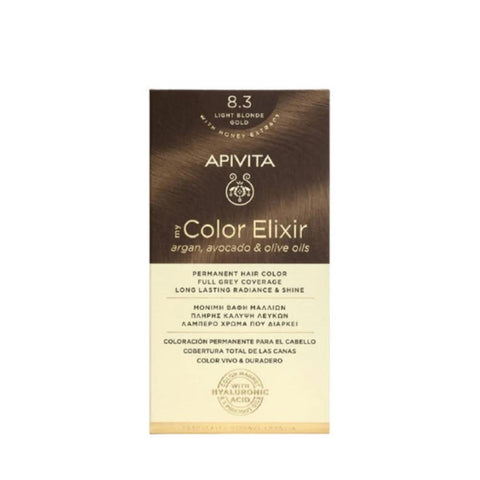 Apivita my Color Elixir Μόνιμη Βαφή Μαλλιών 8.3 Ξανθο Ανοιχτο Μελι/ Light Blonde Gold