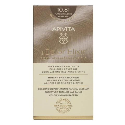 Apivita my Color Elixir Μόνιμη Βαφή Μαλλιών 10.81 Κατάξανθο Περλε Σαντρε/Platinum Blonde Pearl Ash