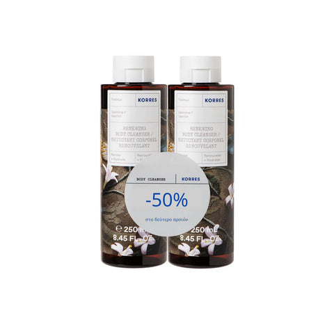 Korres Renewing Body Cleanser Jasmine - Αφρόλουτρο Σώματος Γιασεμί, 2x250ml