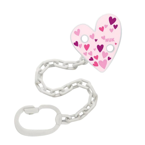 Nuk Pacifier Chain With Ring-Pink Hearts