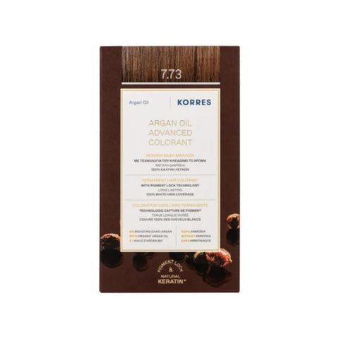 Korres Argan Oil Μόνιμη Βαφή Μαλλιών 7.73 Χρυσή Mόκα/Golden Mocha