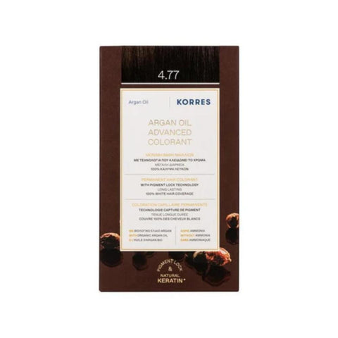Korres Argan Oil Μόνιμη Βαφή Μαλλιών 4.77 Σκούρο Σοκολατί/Dark Chocolate