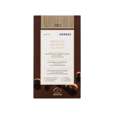 Korres Argan Oil Μόνιμη Βαφή Μαλλιών 10.1 Ξανθό Πλατίνας Σαντρέ/ Platinum Ash Blonde
