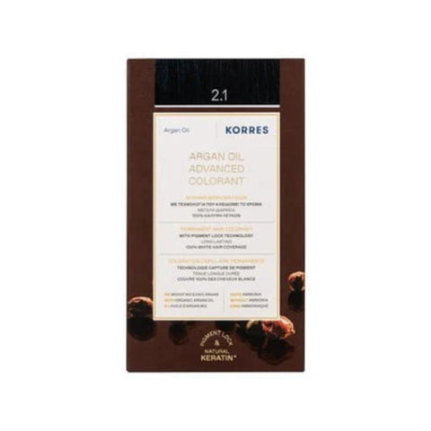 Korres Argan Oil Μόνιμη Βαφή Μαλλιών 2.1 Μαύρο Μπλε/Blue Black