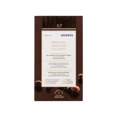 Korres Argan Oil Μόνιμη Βαφή Μαλλιών 5.7 Σοκολατί/Chocolate