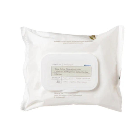 Korres Τσάι Του Ολύμπου Deep Detox Μαντηλάκια Καθαρισμού + Ντεμακιγιάζ Biodtox