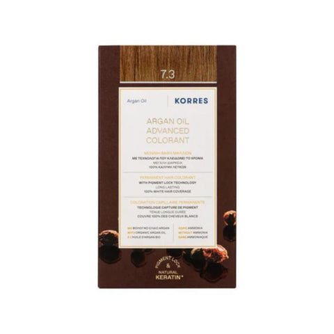 Korres Μόνιμη Βαφή Μαλλιών 7.3 Ξανθό Ανοιχτό Χρυσό Μελί/ Golden Honey Blonde