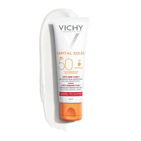 Vichy Capital Soleil Anti-Ageing 3 in 1 SPF50 Αντηλιακή Προσώπου κατά των Ρυτίδων