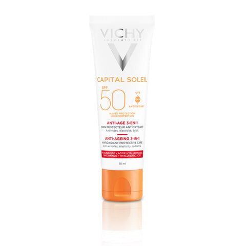 Vichy Capital Soleil Anti-Ageing 3 in 1 SPF50 Αντηλιακή Προσώπου κατά των Ρυτίδων
